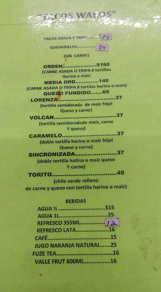 Taquería Walo´s Menu - Image 1